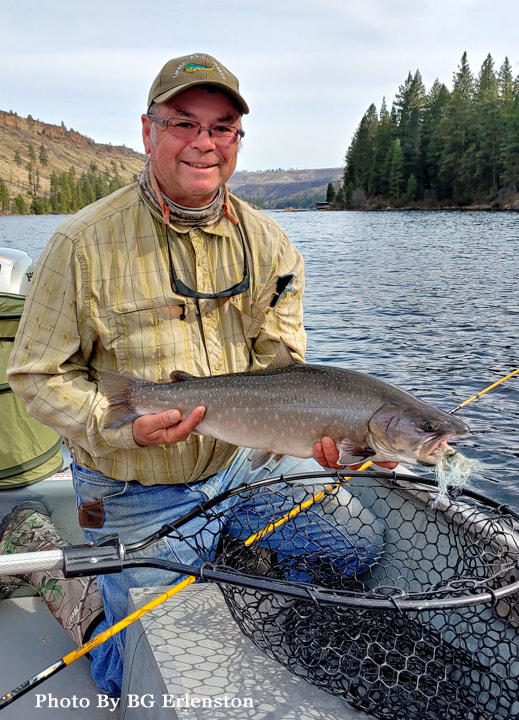 Bull trout streamer fly fishing Lake Billy Chinook